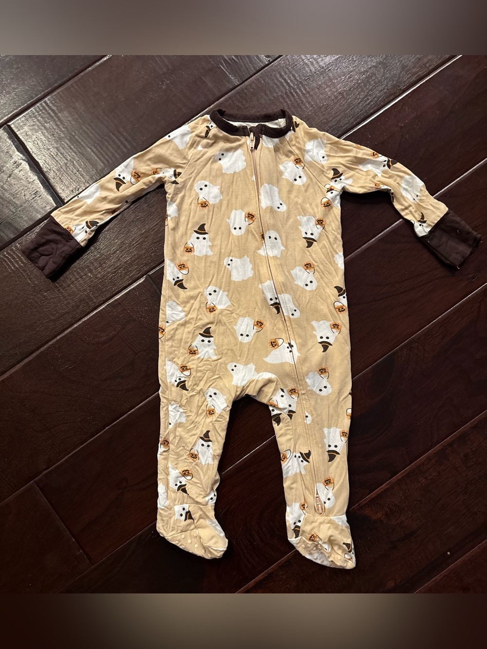 Little Stitch Ghost Print Kids Bamboo Footie - Size 6 mths